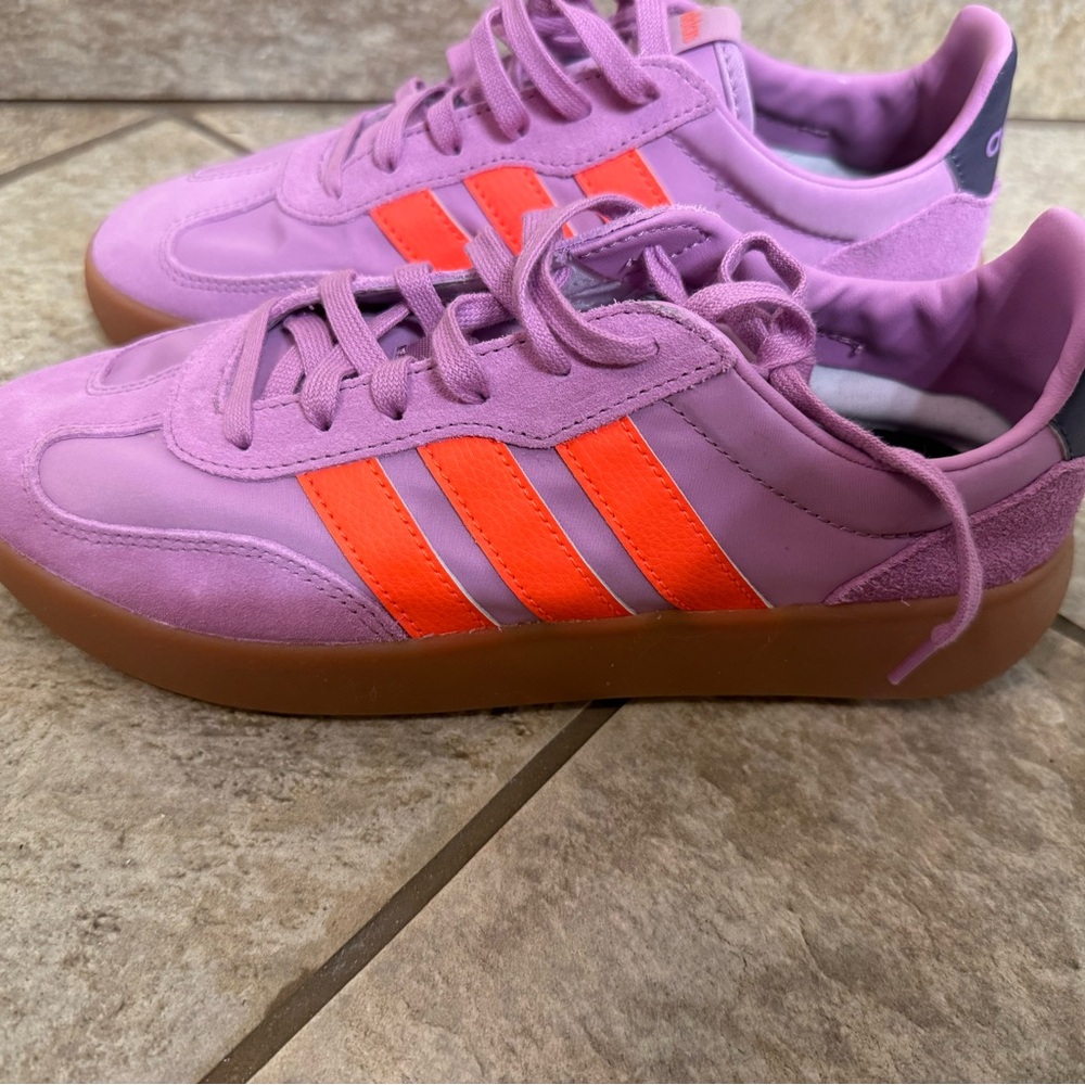adidas Pink Sneakers with Orange Three-Stripes - Picture 2 of 6